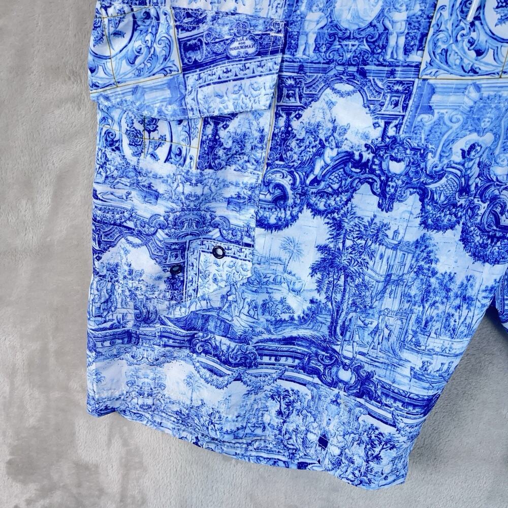 Antica Sartoira Blue Toile Board Swim Shorts Men's M Giacomo Cinque Positano - Picture 6 of 11